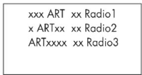 xxx ART xx Radio1 x ARTxx xx Radio2 ARTxxxx xx Radio3