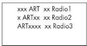 xxx ART xx Radio1 x ARTxx xx Radio2 ARTxxxx xx Radio3