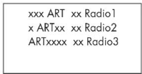 xxx ART xx Radio1 x ARTxx xx Radio2 ARTxxxx xx Radio3