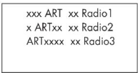 xxx ART xx Radio1 x ARTxx xx Radio2 ARTxxxx xx Radio3