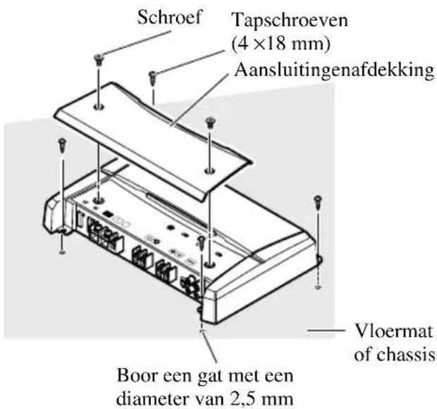 Schroef Tapschroeven (4 ×18 mm) Aansluitingenafdekking Vloermat of chassis Boor een gat met een diameter van 2,5 mm