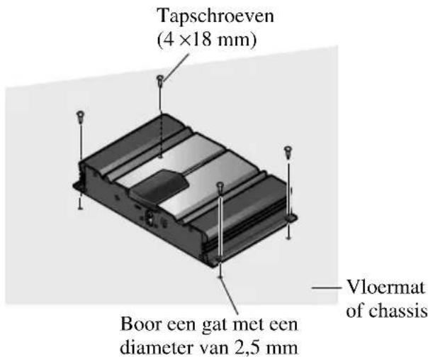 Tapschroeven (4 × 18 mm) Boor een gat met een diameter van 2,5 mm Vloermat of chassis