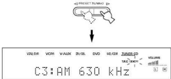 YAMAHA RXV630RDS - Press PRESET/TUNING to select a preset station number (1 to 8) while the "MEMORY" indicator is flashing. - 1
