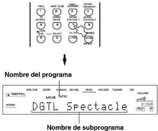 YAMAHA RXV630RDS - Pulse uno de los botones de programa DSP en el mando a distancia para selectionar el programa deseado. - 1