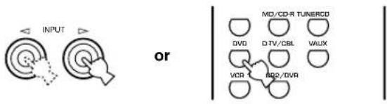 YAMAHA RXV630RDS - Press INPUT / repeatedly (one of the input selector buttons on the remote control) to select the input source. - 1