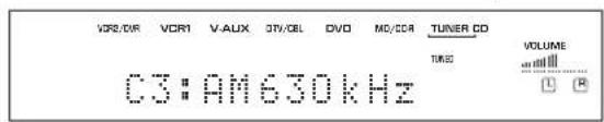 YAMAHA RXV630RDS - Pulse MEMORY (MAN'L/AUTO FM) del panel delantero@m间隙 el indicator "MEMORY" está parpadeando. - 2