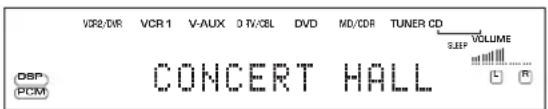 VCR2/TVR VCR1 V-AUX 3 TV/CBL DVD MD/CDR TUNER CD VOLUME DSP PCM CONCERT HALL