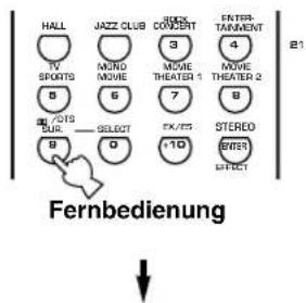 HALL JAZZ CLUB JOCK CONCENT EATRA TANKMENT TV SPORTS MUND MOVIE 3 4 MOVE THEATER 1 MOVE THEATER 2 5 6 7 8 D/S DUR. SELECT EX/ES STEREO B O +10 ENTER SPECT E1 Fernbedienung