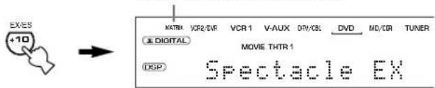 EX/ES +10 KATRA VCR2/DVR VCR 1 V-AUX DRV/CBL DVD MD/CR TUNER DIGITAL MOVIE THTR 1 DSP Spectacle EX