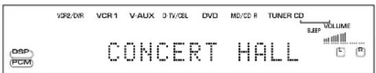 VCR2/DR VCR 1 V-AUX D-IV/CBL DVD MD/CD R TUNER CD VOLUME DSP PCM CONCERT HALL