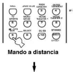 HALL JAZZ CLUB ROCK CONCERT ENTED TENDER TV SPORTS MOND MOVIE 3 4 MOVIE THEATER 1 5 6 7 8 MOR BUR SELECT EX/EB STERED 0 -10 STRED EFFECT Mando a distancia
