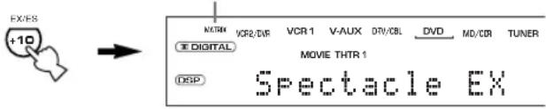 EX/ER8 +10 NTRX VCR2/DVR VCR1 V-AUX DRV/CBL DVD MD/CDR TUNER DIGITAL MOVIE THTR 1 DSP Spectacle EX