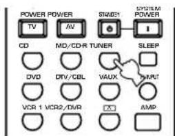 POWER POWER TV AV SIM31 SYSTEM POWER CD MD/CD-R TUNER SLEEP DVD DTV/CBL VAUX AMP VCR 1 VCR2/DVR AMP
