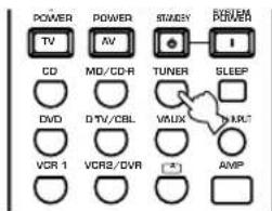 POWER TV AV STRAW POWER CD MD/CD-R TUNER SLEEP DVD DTV/CBL VAUX VCR 1 VCR2/DVR AMP