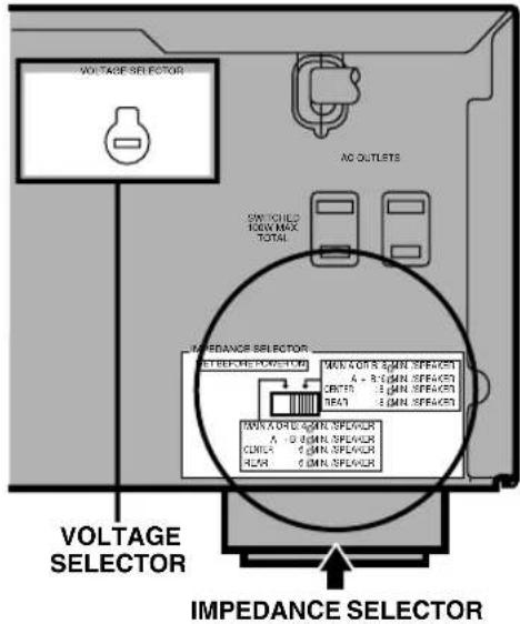 VOLTAGE SELECTOR AC OUTLSTS SWITCHED FLOW MAX TOTAL IMPEDANCE SELECTOR SET BEFORE POWERING MAX NOR 5 MIN. REFRADED A - 0 MIN. REFRADED COUNTER - 1 MIN. REFRADED READ - 2 MIN. REFRADED MAX NOR 5 MIN. SPEAVOUR A - 0 MIN. SPEAVOUR COUNTER - 0 MIN. SPEAVOUR READ - 0 MIN. SPEAVOUR IMPEDANCE SELECTOR VOLTAGE SELECTOR