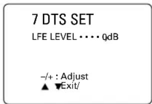 7 DTS SET LFE LEVEL ••• QdB -/+ : Adjust ▲ ▼Exit/