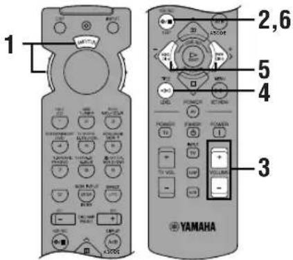 YAMAHA DSPAX620 - Hur man använder testtonen (TEST DOLBY SUR.) - 1