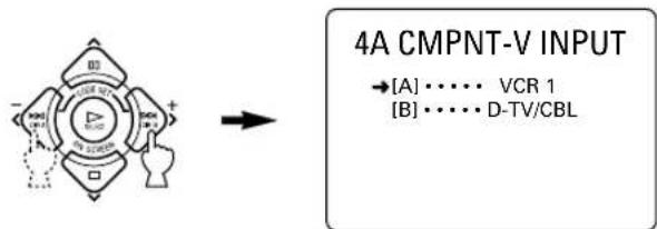 4A CMPNT-V INPUT →[A]……VCR 1 [B]……D-TV/CBL