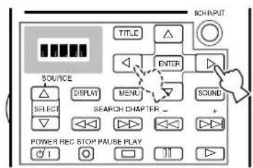 NCH INPUT TITLE △ ○ SOURCE △ DISPLAY △ SELECT ▽ SEARCH CHAPTER - ▽ MENU ▽ SOUND + POWER REC STOP PAUSE PLAY 1 ○ ▽ ▽ ▽