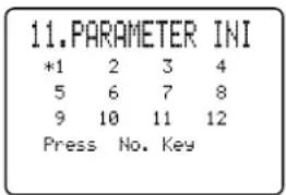 11.PARAMETER INI *1 2 3 4 5 6 7 8 9 10 11 12 Press No. Key
