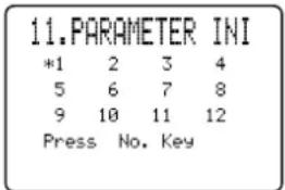11.PARAMETER INI *1 2 3 4 5 6 7 8 9 10 11 12 Press No. Key