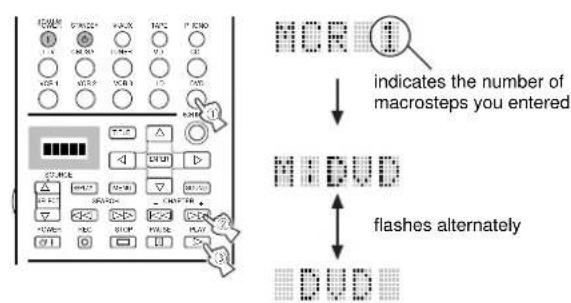 MOR indicates the number of macrosteps you entered DVD flashes alternately
