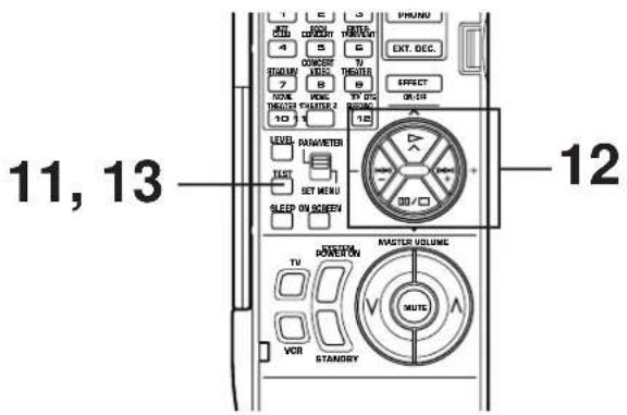 YAMAHA DSPA2 - Passer sur le mode d'essay en appuyant sur la touche TEST de la télécommande de façon à ce que l'indication "TEST DOLBY SUR." apparaisse à l'affichage. - 8