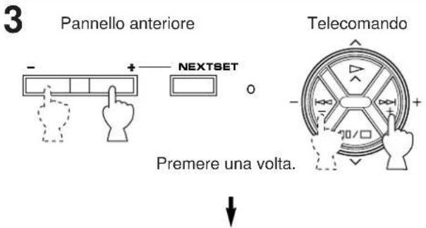 3 Pannello anteriore NEXTSET Premere una volta. Telecomando