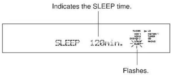 Indicates the SLEEP time. SLEEP 120min. Flashes.