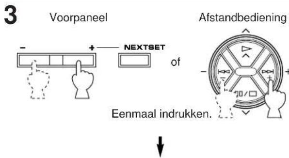 3 Voorpaneel NEXTSET of Afstandbediening Eenmaal indrukken.