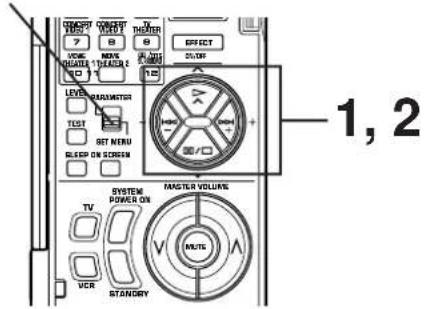 1, 2 OFFSET MODE QUANTITY TEACHER LEVEL PARAMETER TEST SET MENU GLEEP ON SCREEN SYSTEM POWER ON VCR STANDING MASTER VOLUME MULTI