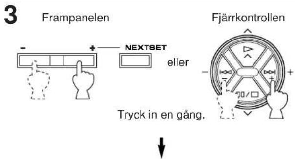 3 Frampanelen - + NEXTSET eller Tryck in en gång. Fjärrkontrollen - + 10/□