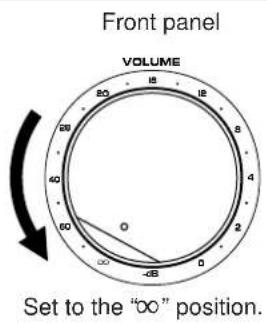 Front panel VOLUME Set to the "∞" position.