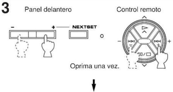 3 Panel delantero NEXTSET Control remoto Oprima una vez.