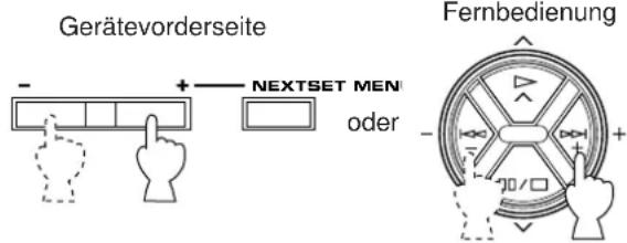 Gerätevorderseite - +— NEXTSET MEN oder Fernbedienung