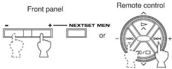 Front panel NEXTSET MEN or Remote control