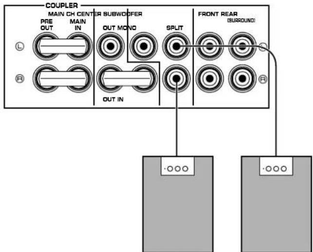 COUPLER MAIN CH CENTER SUBWOODDER PRE OUT MAIN IN OUT MONO SPLIT FRONT REAR (SURROUND) OUT IN