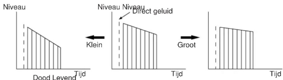 Niveau Dood Levend Tijd Niveau Niveau Direct geluid Klein Tijd Groot Tijd