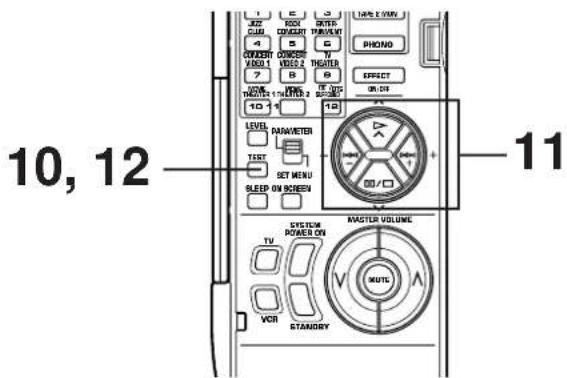 10, 12 LEVEL PARAMETER TEST SET MENU SLEEP ON SCREEN VCR SYSTEM POWER ON TV VOUT STANDARD MASTER VOLUME PHONE OPTION EFFECT ON OFF 11