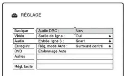 SONY DARX1 - Sélectionnez « Audio », puis appuyez sur ⊕. - 1