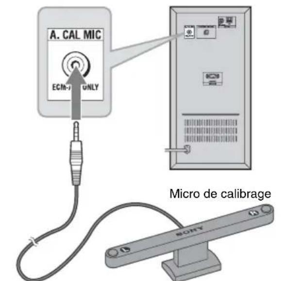 SONY DARX1 - Raccordez le micro de calibrage à la prise A.CAL MIC sur le panneau arrière du subwoofer. - 1