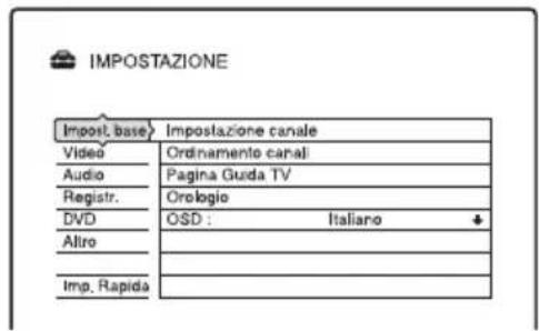 SONY DARX1 - Quindi selezionare "IMPOSTAZIONE" e premere ⊕. - 1