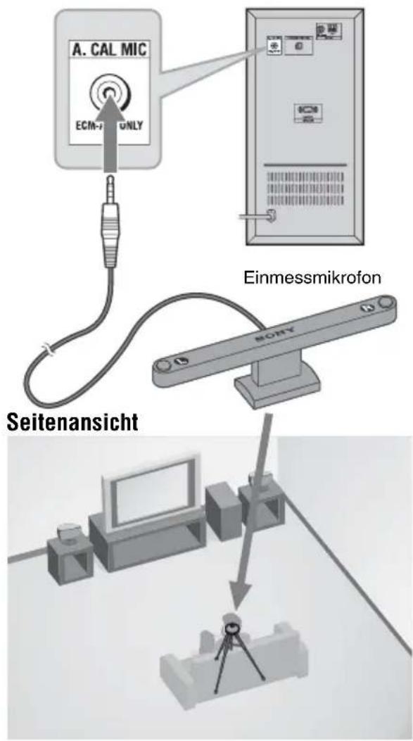 SONY DARX1 - Schließen Sie das Einmessmikrofon an die Buchse A.CAL MIC an der Rückwand des Subwoofers an. - 1