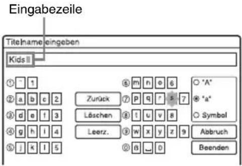 SONY DARX1 - Wiederholen Sie die Schritte 4 und 5, um die restlichen Zeichen einzugeben. - 1