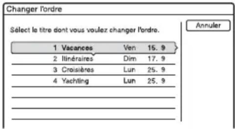 SONY DARX1 - Appuyez sur OPTIONS pour sélectionner « Changer l'ordre », puis appuyez sur - 1