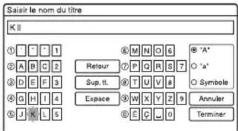 SONY DARX1 - Appuyez sur ←/↑/↓/→ pour sélectionner le caractère que vous désirez saisir, puis appuyez sur ⊕ - 1