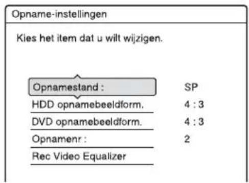 SONY DARX1 - Druk voordat het opnemen begint op OPTIONS om "Opname-instellingen" te selecteren en druk op - 1