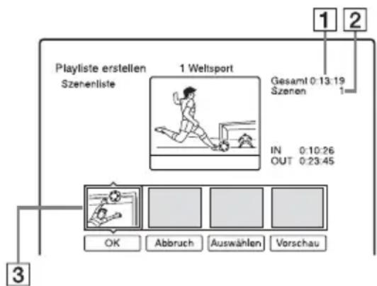 SONY DARX1 - Wenn Sie alle Szenen hinzugefügt haben, drücken Sie ↓. - 1