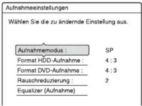 SONY DARX1 - Drücken Sie OPTIONS vor Aufnahmebeginn zur Wahl von „Aufnahmeeinst.“, und drücken Sie dann - 1