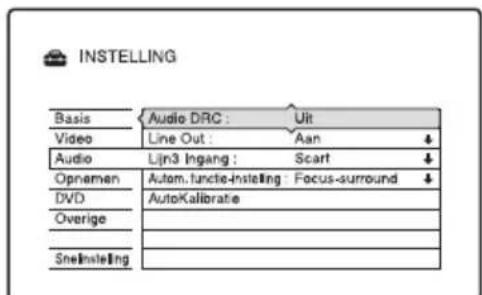 SONY DARX1 - Kies "Audio" en druk op . - 2